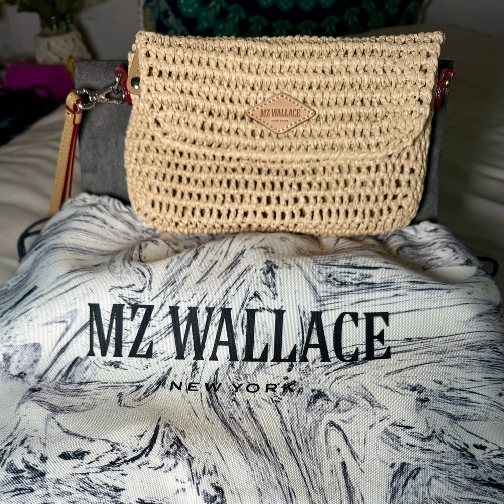 MZ Wallace Tan Crochet Clutch NBW